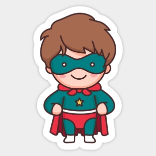 Cute Superhero Kid in Costume Sticker